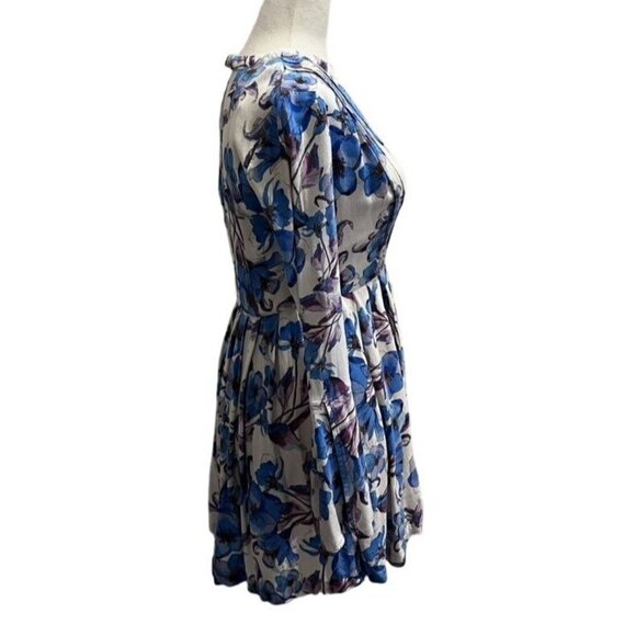 Free People Floral Print Long Sleeve Mini Dress Keyhole Front AND Back Small - Picture 5 of 10